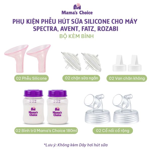Bộ phụ kiện cho máy Spectra, Avent, Fatz, Rozabi (Bộ cổ rộng + chặn ngắn)