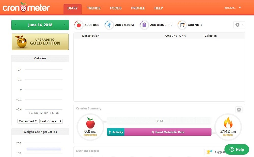 App theo dõi dinh dưỡng Cronometer