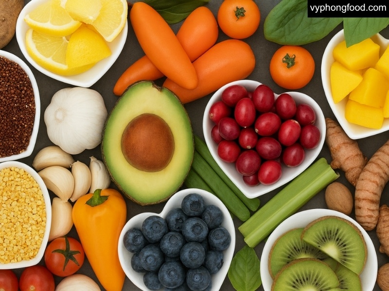 Hình ảnh các loại thực phẩm bổ sung cho người ăn chay kết hợp với bột ngũ cốc dinh dưỡng GREENMAX Đài Loan, hỗ trợ bổ sung chất xơ, đạm thực vật, vitamin và năng lượng an toàn cho cơ thể.