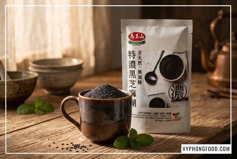 Ly bột ngũ cốc dinh dưỡng từ mè đen Greenmax Đài Loan thơm ngon ấm nóng giúp lợi sữa cho mẹ sau sinh mổ và hướng dẫn cách dùng bột mè đen đúng chuẩn y khoa.