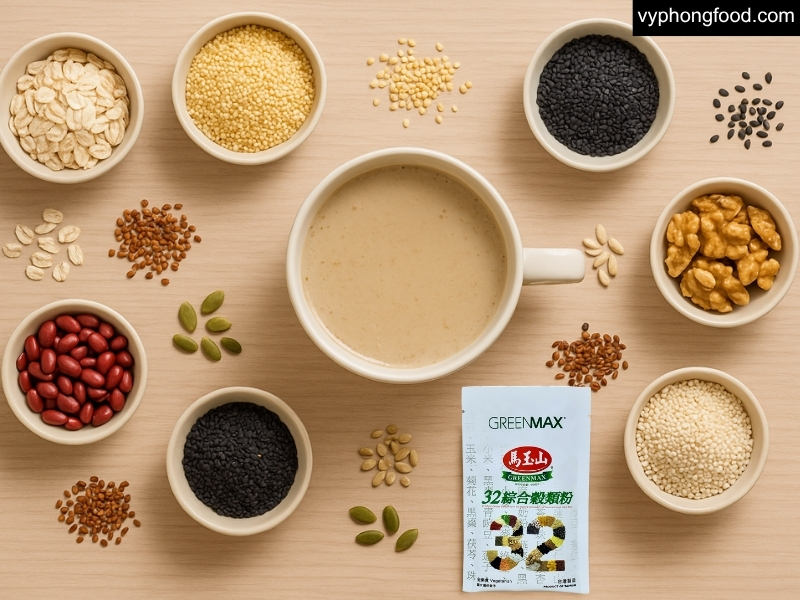 Pha 1 ly bột ngũ cốc dinh dưỡng GREENMAX Đài Loan không đường với nước ấm cho bữa sáng đủ đạm, nhiều chất xơ, hỗ trợ kiểm soát đường huyết mỗi ngày.