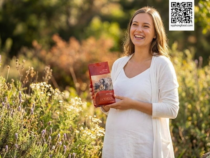 Hồng trà Rooibos Nam Phi dạng túi lọc thương hiệu African Dawn tại vùng núi Cederberg, minh chứng cho công dụng của trà thảo mộc an toàn cho mẹ và bé.