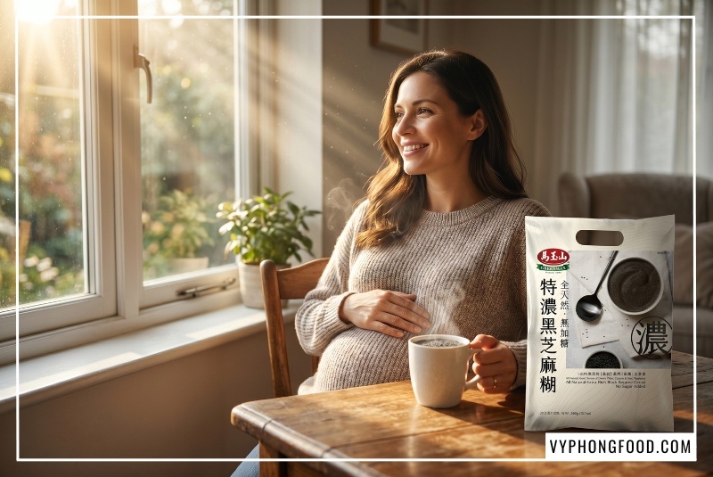 Hình ảnh bột mè đen cho mẹ bầu hỗ trợ bổ máu và ngừa táo bón từ bột ngũ cốc dinh dưỡng không đường từ mè đen và các loại hạt ngũ cốc thương hiệu Greenmax Đài Loan.