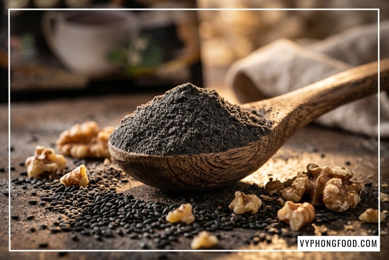 Hình ảnh bột mè đen cho mẹ bầu hỗ trợ bổ máu và ngừa táo bón từ bột ngũ cốc dinh dưỡng không đường từ mè đen và các loại hạt ngũ cốc thương hiệu Greenmax Đài Loan.