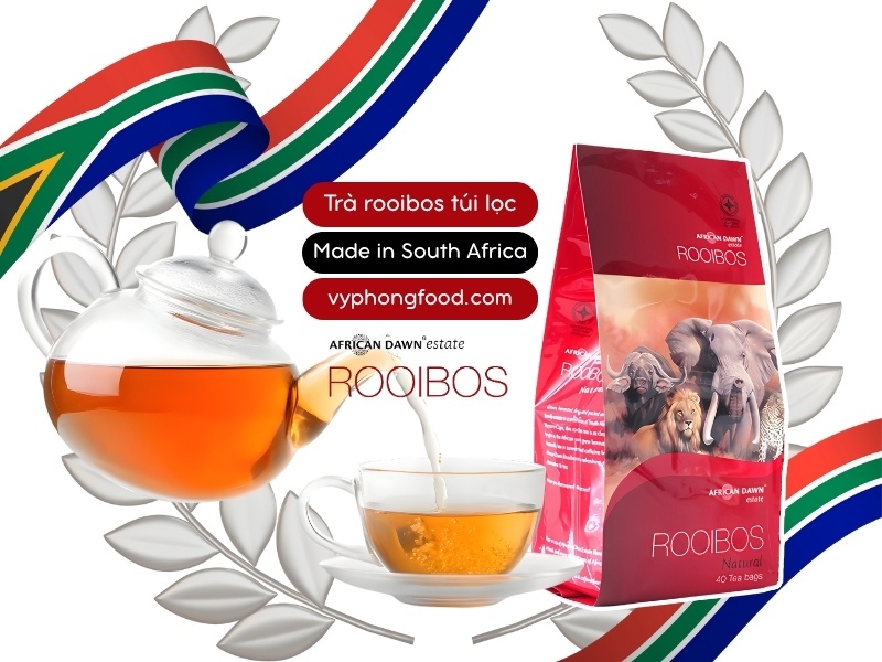 Rooibos Red tops 2024’s color trend; South African Rooibos Tea—caffeine-free herbal tea rich in aspalathin and quercetin—supports heart health, better sleep, and a healthy, stylish lifestyle; convenient teabags for daily use.