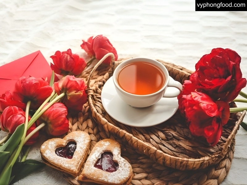 Couple enjoying South African rooibos tea on Valentine’s night—caffeine-free herbal drink that supports better sleep and wellness; African Dawn teabags.