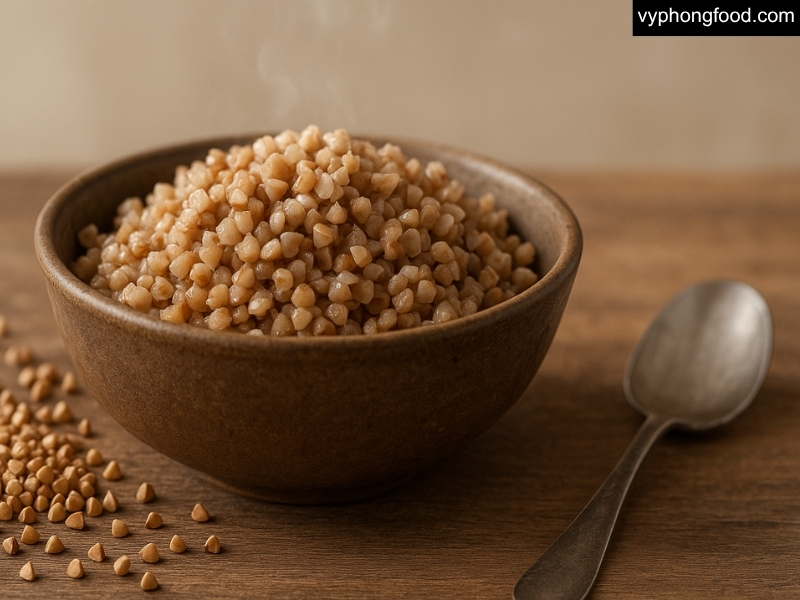 Four whole grains - oats, barley, brown rice, buckwheat - on a table; foods shown to help lower cholesterol and blood pressure.