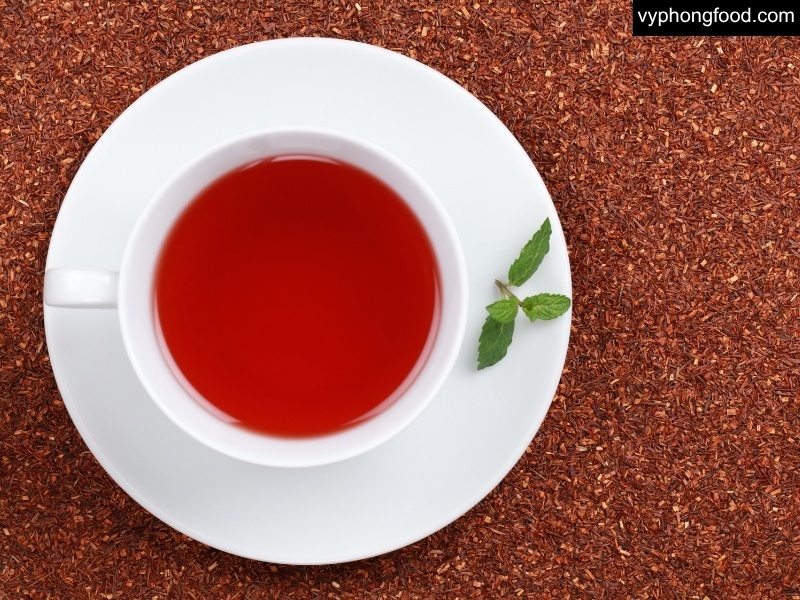 Ảnh minh họa Hồng trà rooibos Nam Phi bản địa vùng Cederberg, không caffeine, ít tannin, đạt PDO EU; phù hợp làm trà thảo mộc túi lọc uống tối và hằng ngày.