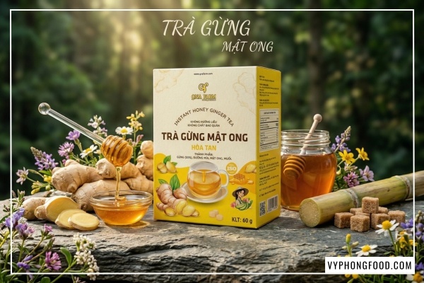 Hình ảnh minh họa công dụng của trà gừng với mật ong và cách pha trà gừng mật ong gói QNA Farm tại văn phòng chỉ trong 2 phút