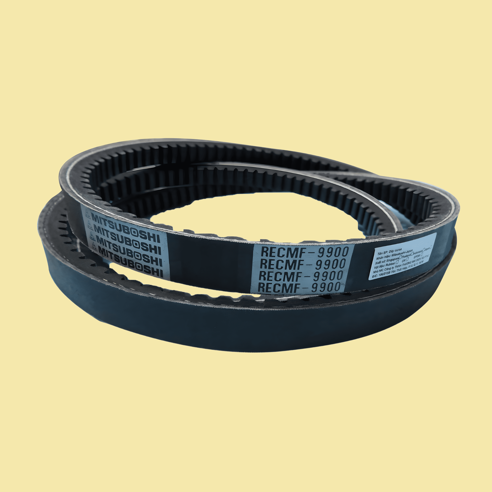 Đối với dây curoa RECMF, ký hiệu trên dây thường gồm 4–5 chữ số, thể hiện đồng thời loại bản dây và chiều dài danh định.