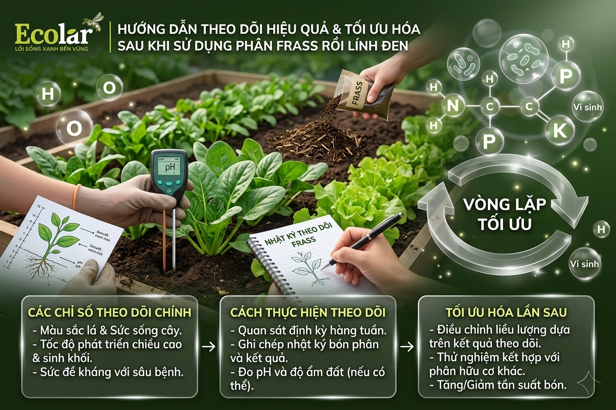 Cách theo dõi hiệu quả sau khi dùng frass và tối ưu hóa lần sau