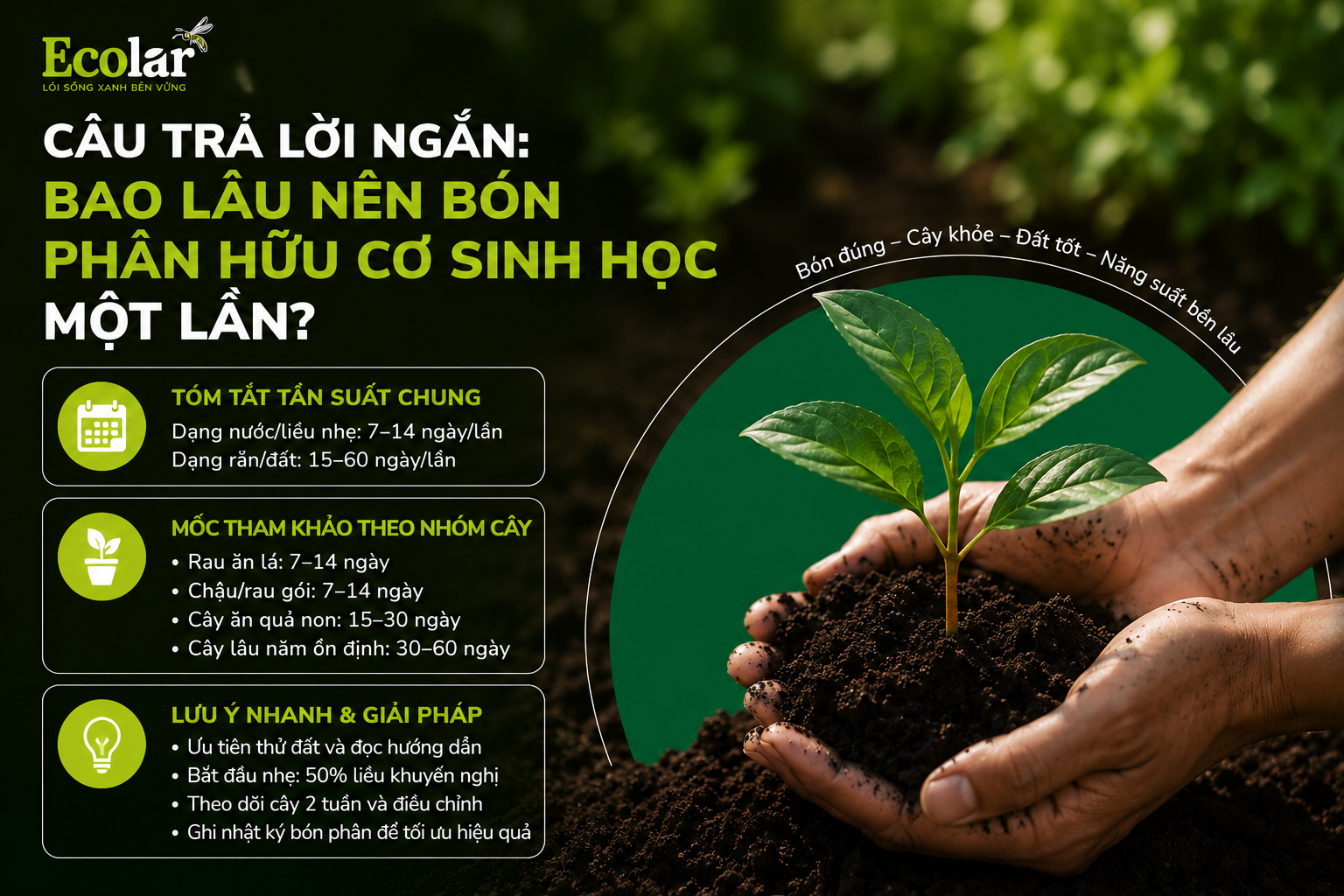 Câu trả lời ngắn: Bao lâu nên bón phân hữu cơ sinh học một lần?
