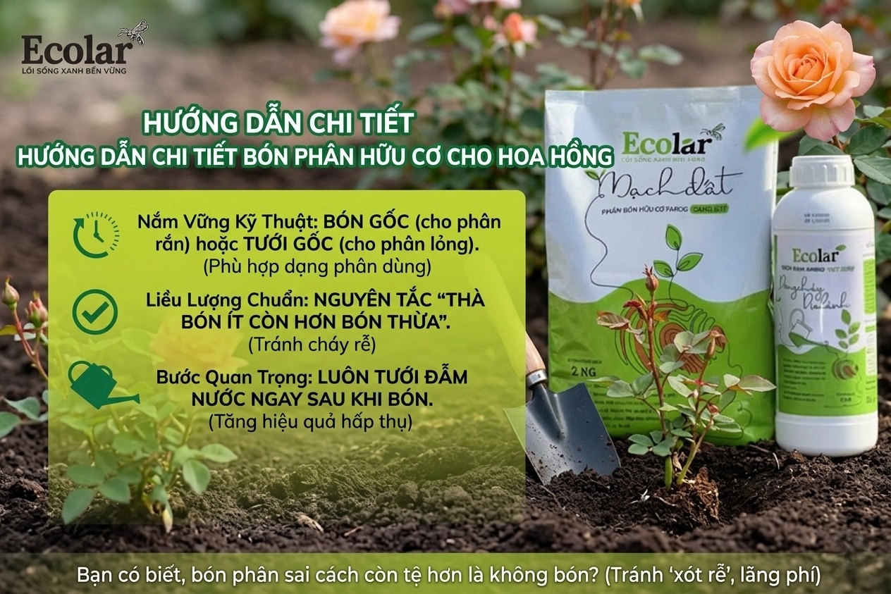 Hướng Dẫn Chi Tiết Cách Bón Phân Hữu Cơ Cho Hoa Hồng Đúng Kỹ Thuật