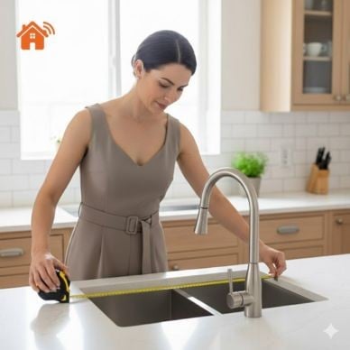 đo chiều dài bồn rửa bát để chọn chiều dài kệ úp chén phù hợp