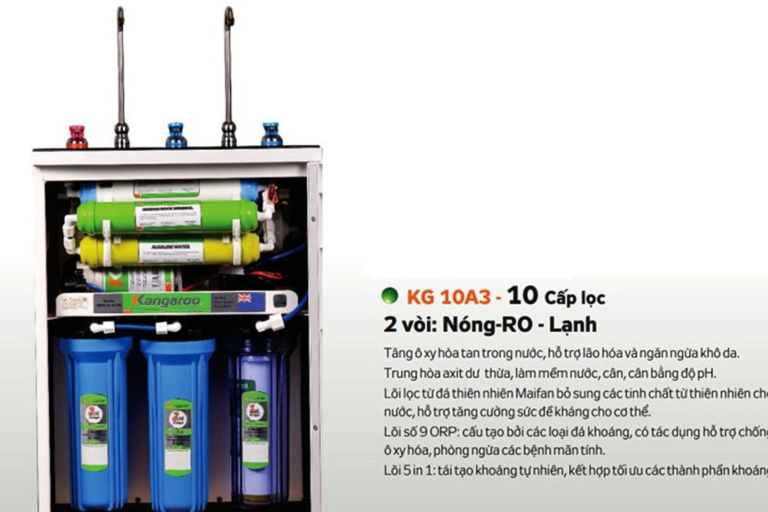 Hệ thống 10 cấp lọc và công nghệ RO tiên tiến nên khả năng diệt khuẩn cực mạnh