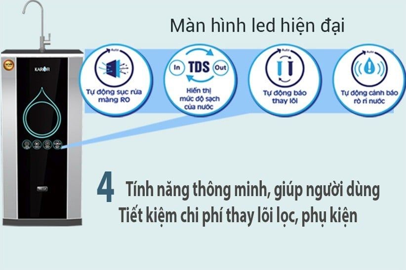 Chức năng tự động thông báo sự cố, tự động báo thay lõi lọc đảm bảo các thiết bị hoạt động hiệu quả, đem lại giá trị tốt nhất