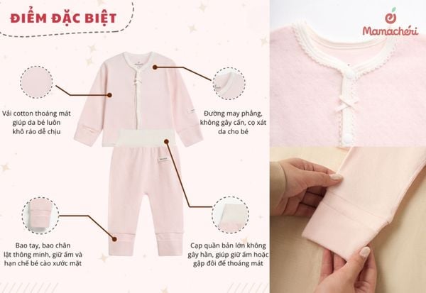 Bộ dài tay chất liệu Aircotton mang lại sự ấm áp và vẻ ngoài thanh lịch cho bé gái.
