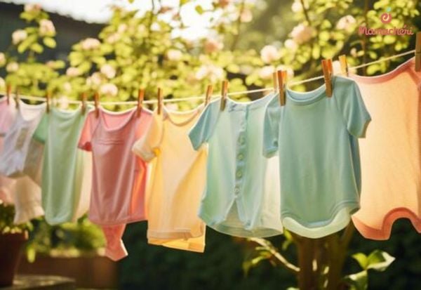 Phơi đồ cho bé dưới ánh nắng mặt trời