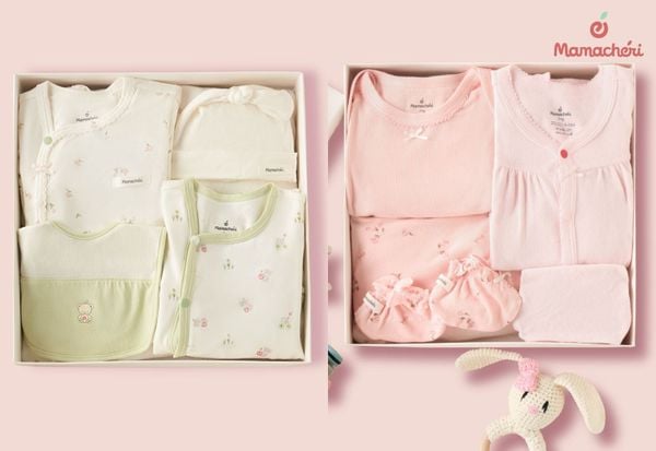 Set quà sơ sinh Mamacheri có thể tặng dịp đầy tháng, thôi nôi, mẹ bỉm