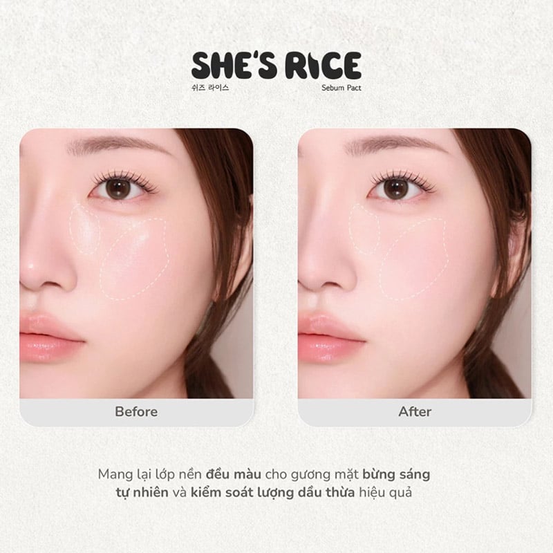 thegioiskinfood.com - Phấn Phủ Dearmay Dạng Nén Kiềm Dầu She'S Rice Sebum Pact 12g