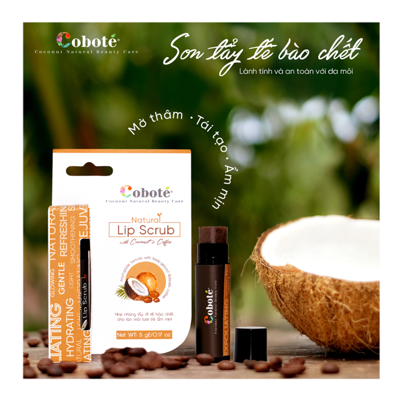 Tẩy Tế Bào Chết Môi Cà Phê & Dừa COBOTÉ Natural Lip Scrub 5g
