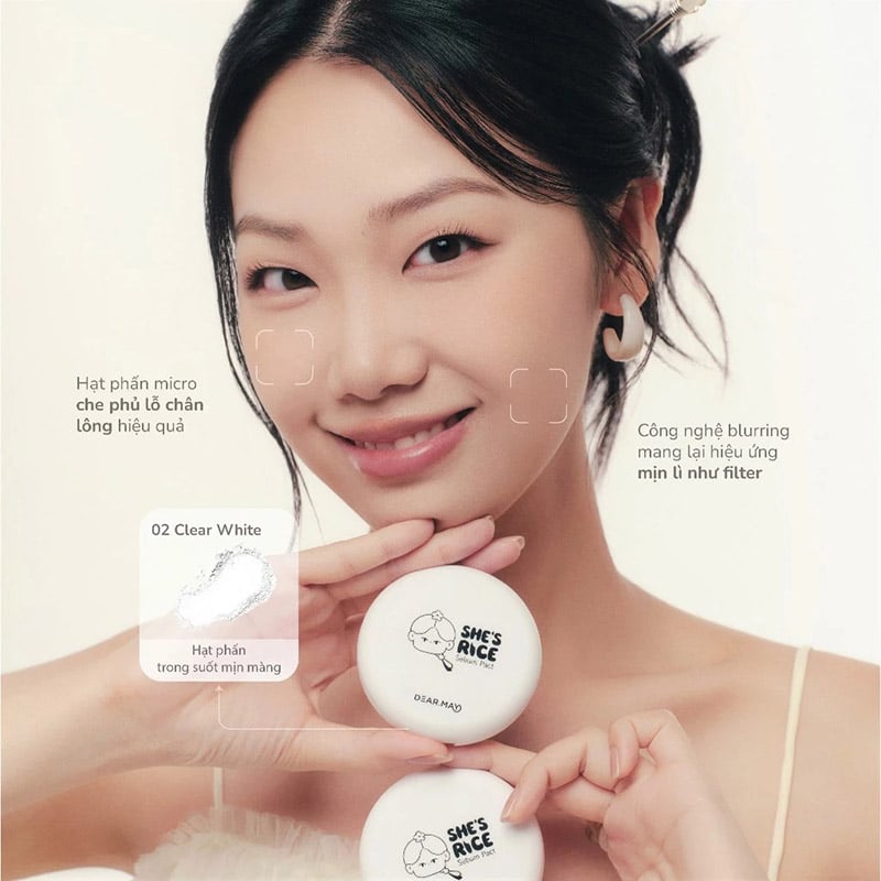 thegioiskinfood.com - Phấn Phủ Dearmay Dạng Nén Kiềm Dầu She'S Rice Sebum Pact 12g