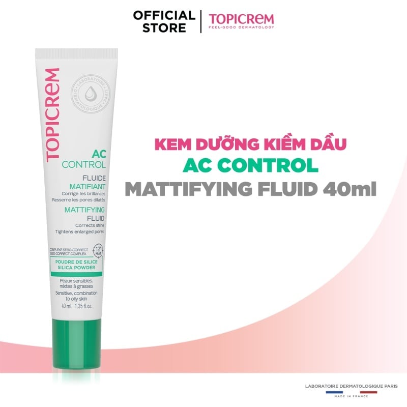 thegioiskinfood.com - Kem Dưỡng Ẩm Kiềm Dầu Dành Cho Da Hỗn Hợp, Da Dầu & Da Nhạy Cảm Topicrem Ac Control Mattifying Fluid 40ml