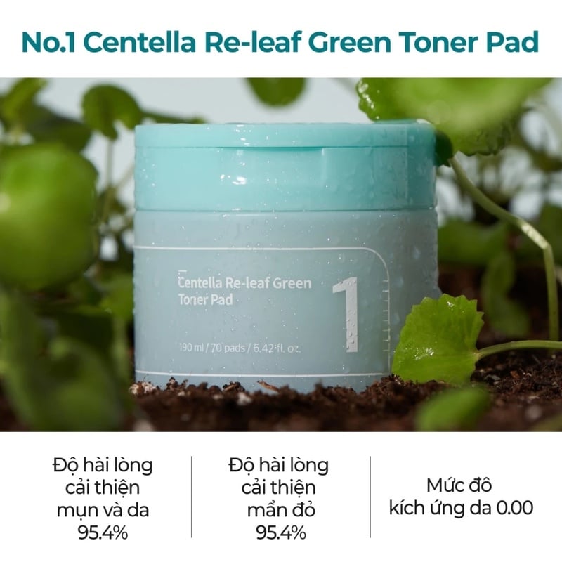 thegioiskinfood.com - Toner Pad Làm Dịu Da numbuzin No.1 Centella Re-Leaf Green Toner Pad 190ml (70pcs)