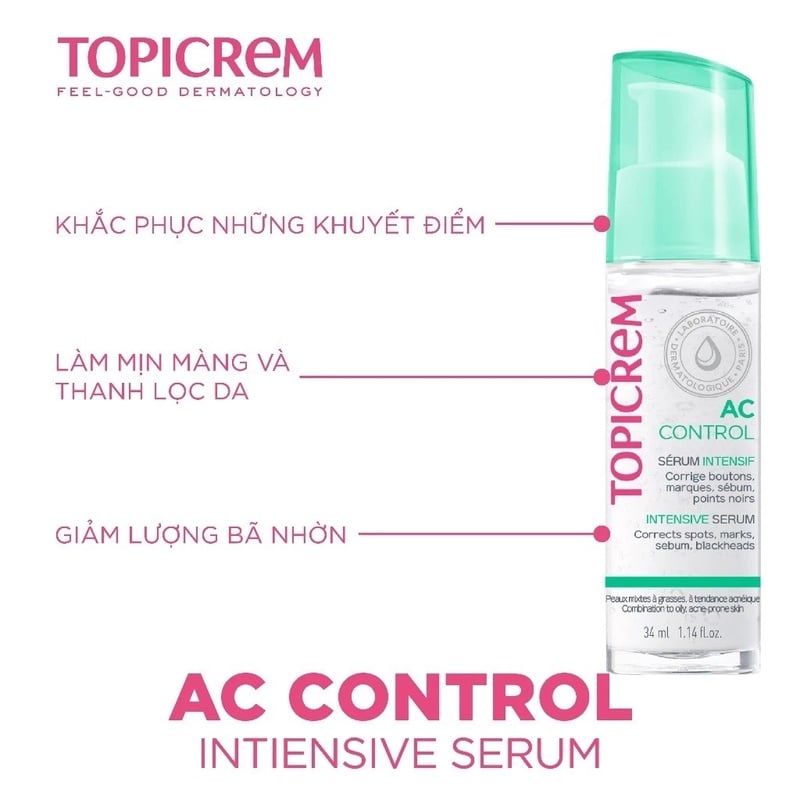 thegioiskinfood.com - Serum Hỗ Trợ Giảm Mụn, Giảm Bóng Nhờn Cho Da Dầu Mụn Topicrem Ac Control Intensive Serum 34ml