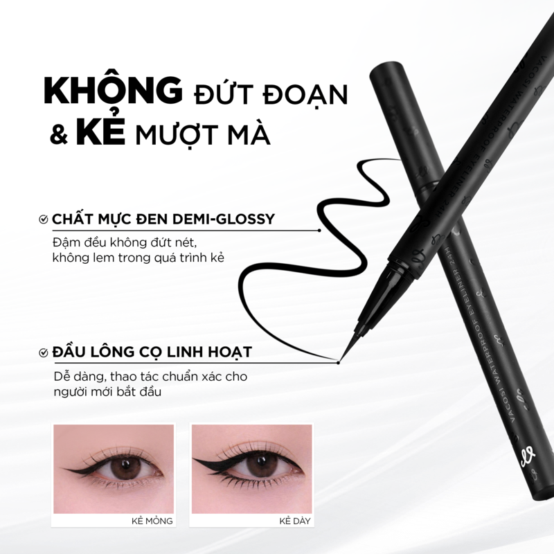 thegioiskinfood.com - Bút Kẻ Mắt Nước 24h Vacosi Waterproof Eyeliner 24H 0.6g - VM29