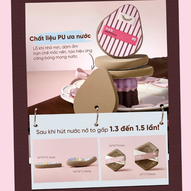 thegioiskinfood.com - Bộ Cọ & Bông Mút Trang Điểm Amortals Ok Foundation Tool Set (6 Pcs/Set)