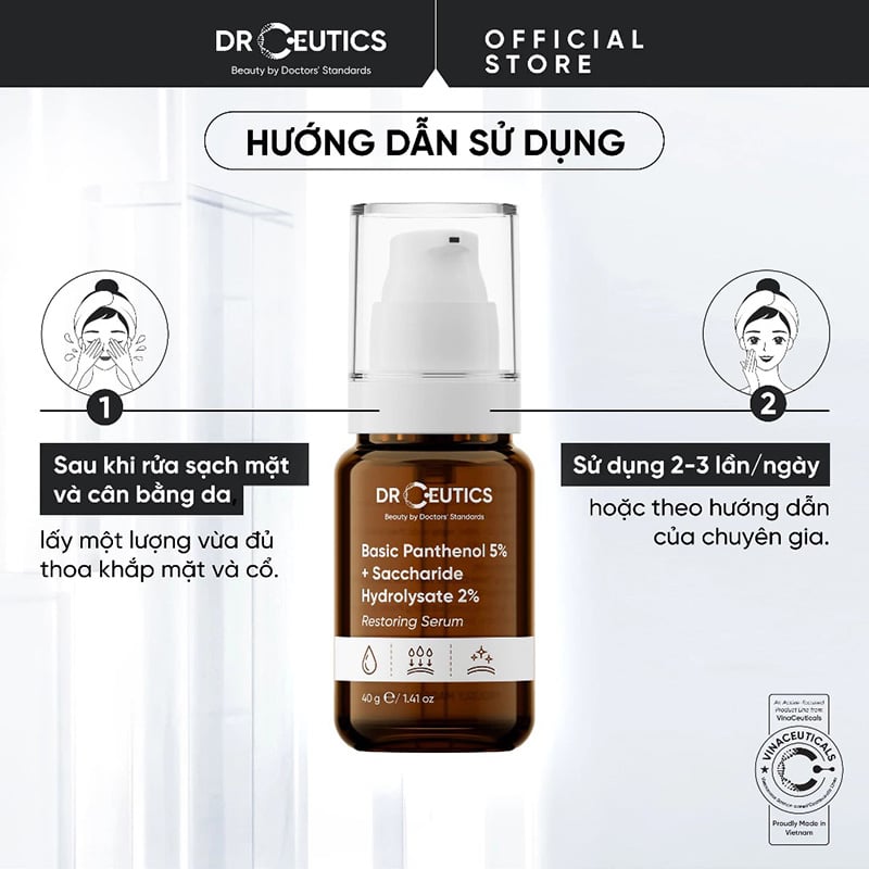 thegioiskinfood.com - Serum Drceutics Cấp Ẩm, Làm Dịu Da Basic Panthenol 5% + Saccharide Hydrolysate 2% Restoring Serum