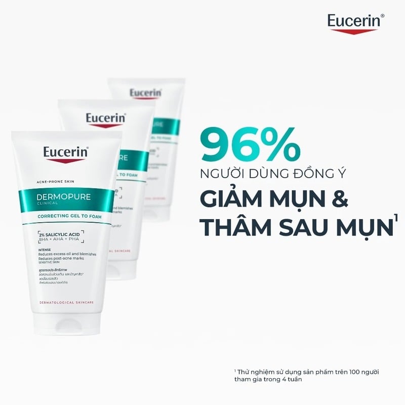 thegioiskinfood.com - Gel Rửa Mặt Cho Da Dầu Mụn Eucerin Dermopure Clinical Correcting Gel To Foam