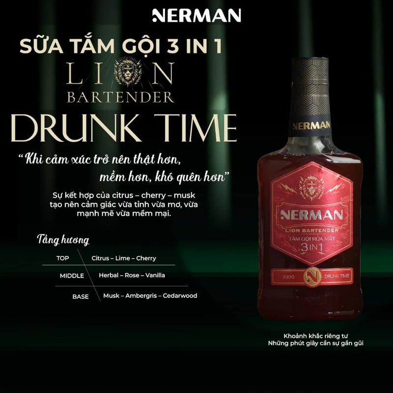 thegioiskinfood.com - Sữa Tắm Gội Rửa Mặt 3in1 Nerman Lion Bartender 3In1 Hair & Body Wash 330g