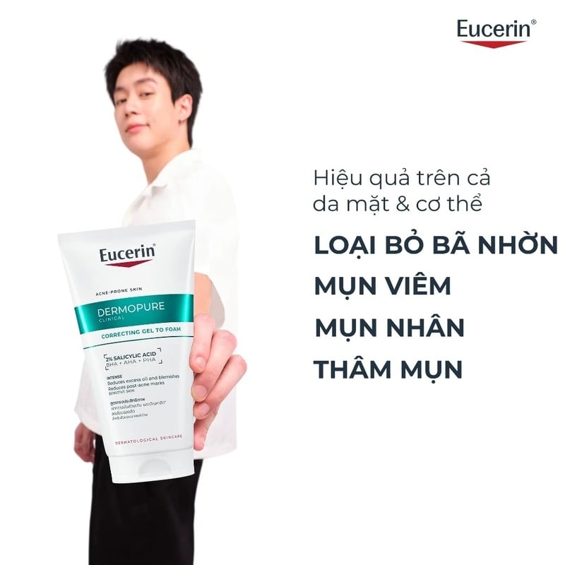 thegioiskinfood.com - Gel Rửa Mặt Cho Da Dầu Mụn Eucerin Dermopure Clinical Correcting Gel To Foam