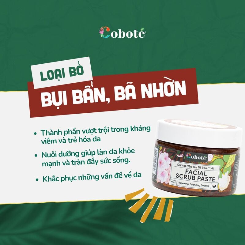 Tẩy Tế Bào Chết Da Mặt Đường Nâu COBOTÉ Facial Scrub Paste