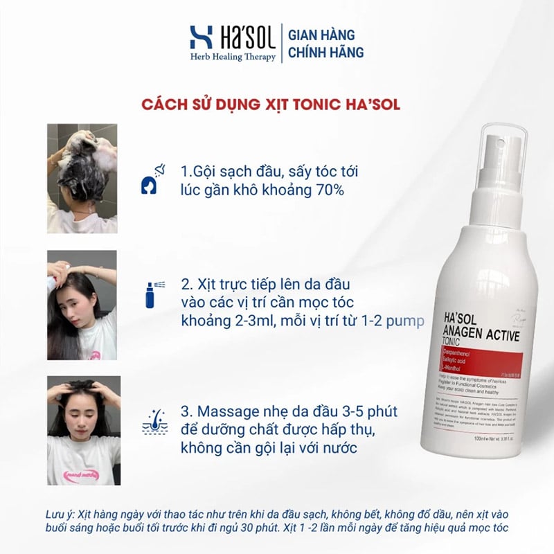 thegioiskinfood.com - Xịt Dưỡng Hỗ Trợ Mọc Tóc Ha'sol Anagen Active Tonic 100ml