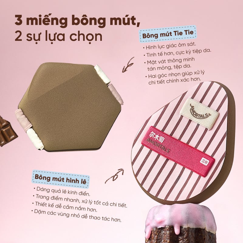 thegioiskinfood.com - Bộ Cọ & Bông Mút Trang Điểm Amortals Ok Foundation Tool Set (6 Pcs/Set)