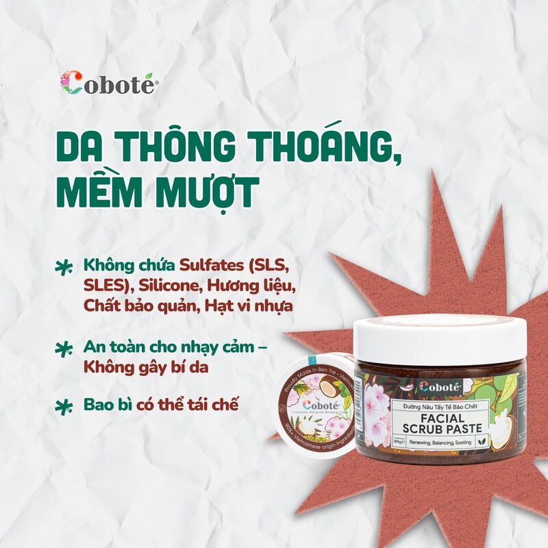 Tẩy Tế Bào Chết Da Mặt Đường Nâu COBOTÉ Facial Scrub Paste