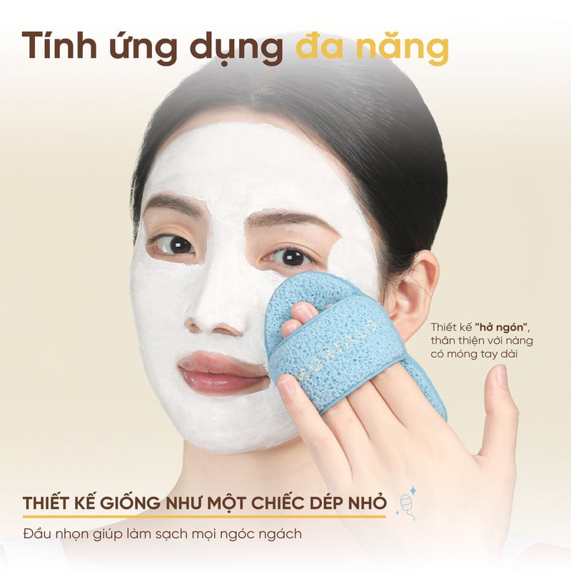thegioiskinfood.com - Bông Rửa Mặt Bọt Biển Hình Găng Tay Hở Ngón Amortals Wash To Smile Face-Washing Puff (Slipper-Shaped)