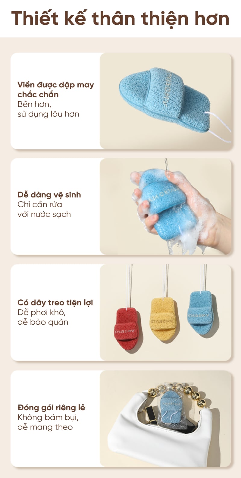 thegioiskinfood.com - Bông Rửa Mặt Bọt Biển Hình Găng Tay Hở Ngón Amortals Wash To Smile Face-Washing Puff (Slipper-Shaped)