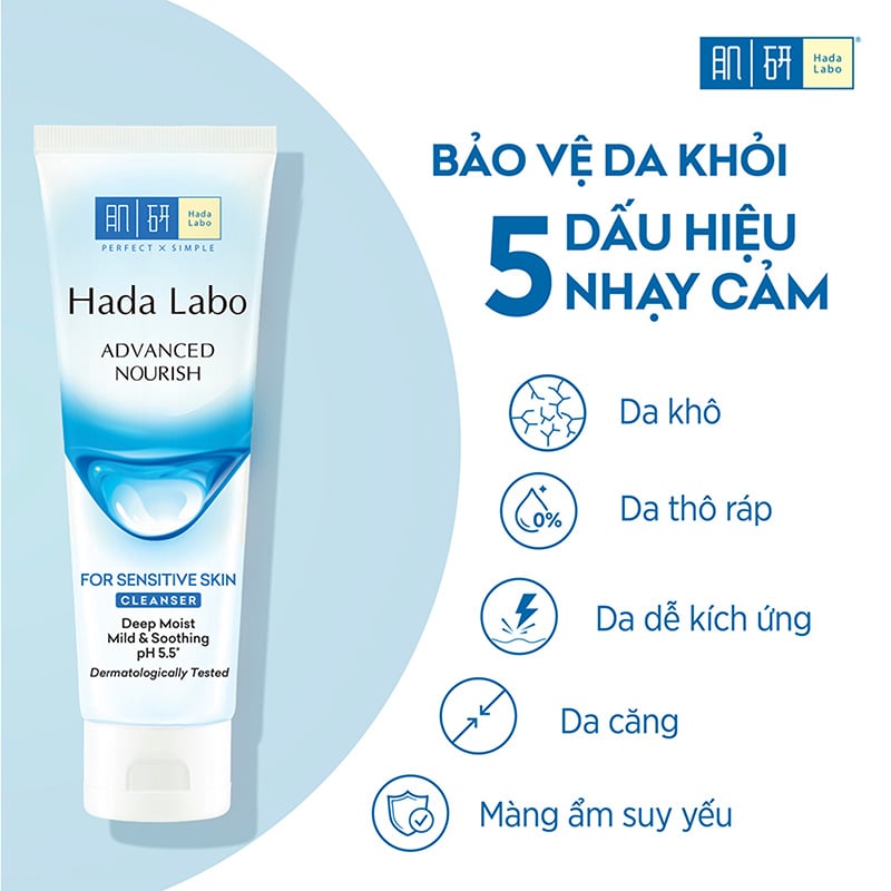 thegioiskinfood.com - Sữa Rửa Mặt Hada Labo Dưỡng Ẩm Cho Da Nhạy Cảm Advanced Nourish For Sensitive Skin Cleanser 80g