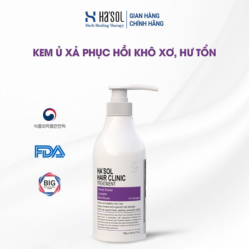 thegioiskinfood.com - Kem Ủ Tóc Hỗ Trợ Phục Hồi, Dưỡng Tóc Mềm Mịn Ha'sol Hair Clinic Treatment 500g