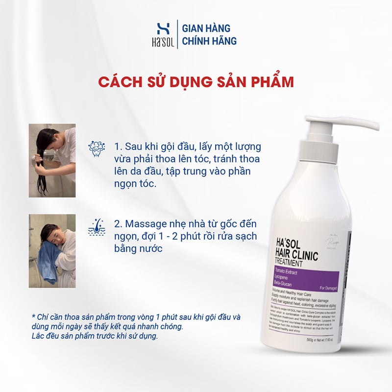 thegioiskinfood.com - Kem Ủ Tóc Hỗ Trợ Phục Hồi, Dưỡng Tóc Mềm Mịn Ha'sol Hair Clinic Treatment 500g