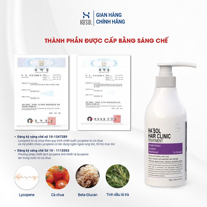 thegioiskinfood.com - Kem Ủ Tóc Hỗ Trợ Phục Hồi, Dưỡng Tóc Mềm Mịn Ha'sol Hair Clinic Treatment 500g