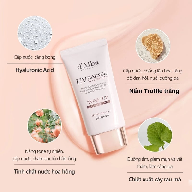 thegioiskinfood.com - Kem Chống Nắng Nâng Tông D'Alba Waterfull Tone-Up Sun Cream 50ml