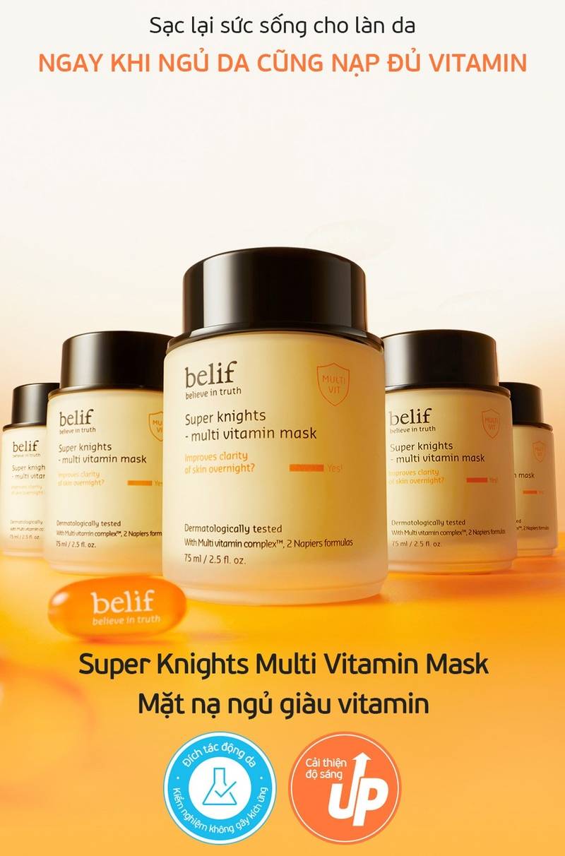 thegioiskinfood.com - Mặt Nạ Ngủ Dưỡng Ẩm & Hỗ Trợ Phục Hồi Da Chuyên Sâu Belif Super Knights - Multi Vitamin Mask 75ml