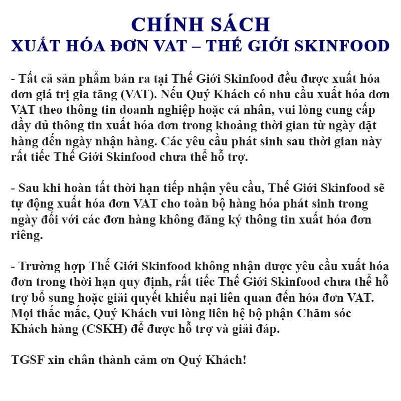 thegioiskinfood.com - chính sách xuất hóa đơn VAT