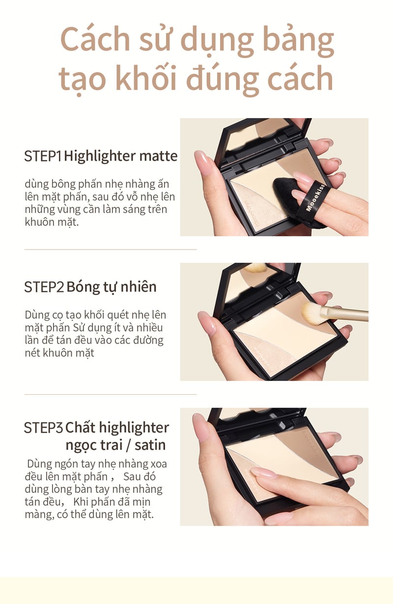 Bảng Tạo Khối Đa Năng Mooekiss Three-Color Sculpting Palette
