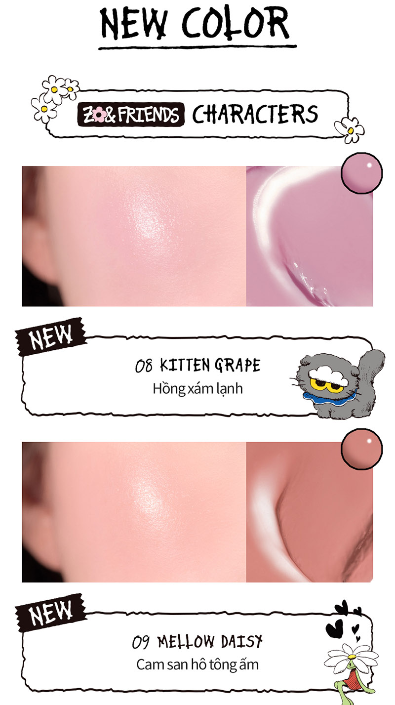 thegioiskinfood.com - Má Hồng Dạng Lăn Romand X ZO&FRIENDS Juicy Roll Cheek & Puff Set 8.4g